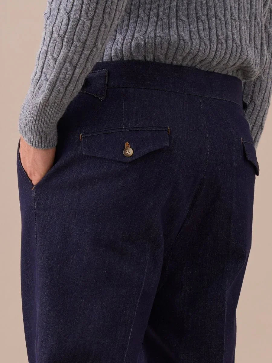 Arezzo hoge taille dubbel geplooide denim broek