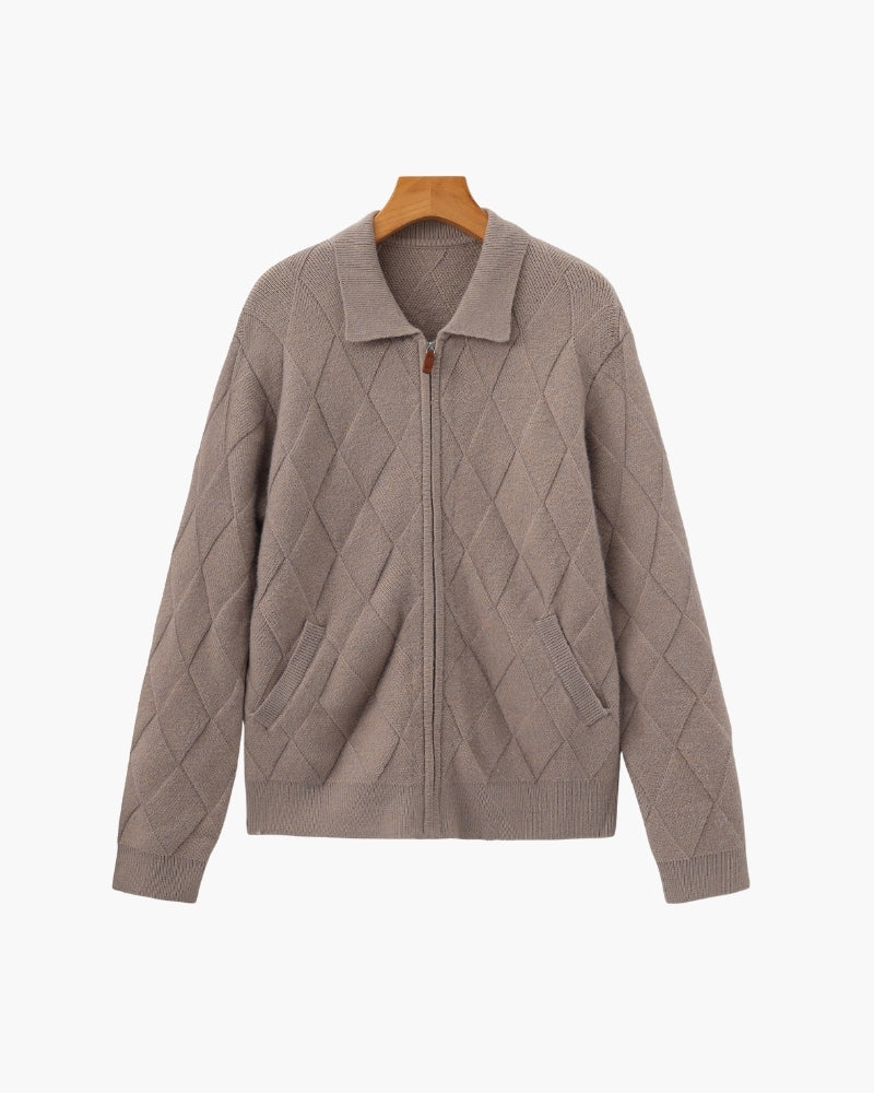 Erfgoed gebreid vest met ritssluiting