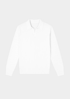 Witte Knooploze Geribde Polo