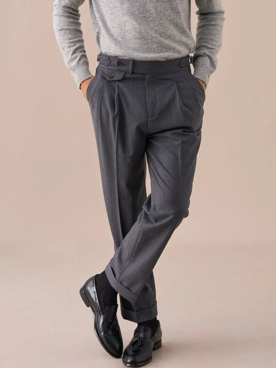 Treviso Hooggetailleerde Dubbel Geplooide Broek