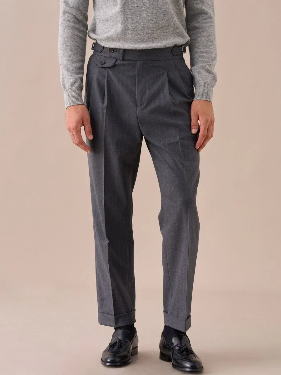 Treviso Hooggetailleerde Dubbel Geplooide Broek