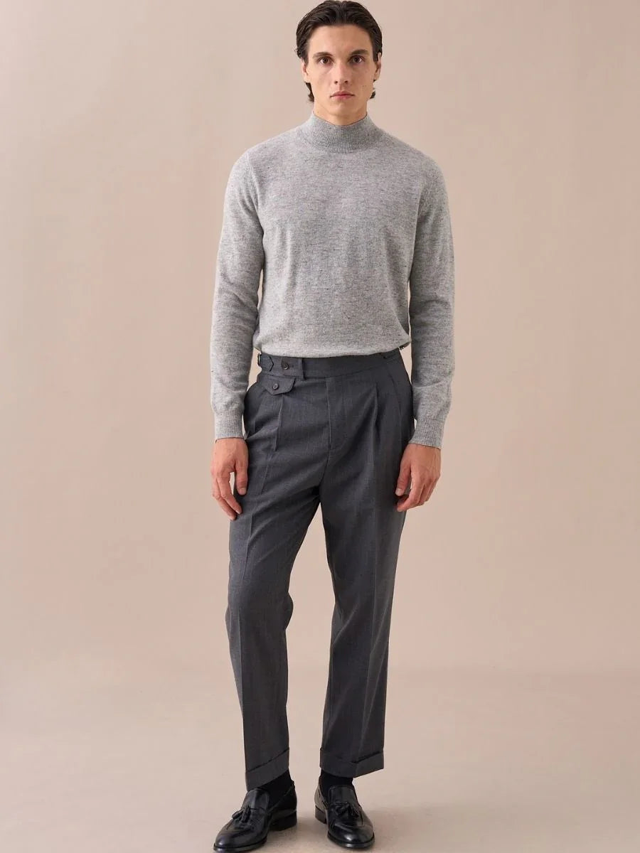 Treviso Hooggetailleerde Dubbel Geplooide Broek