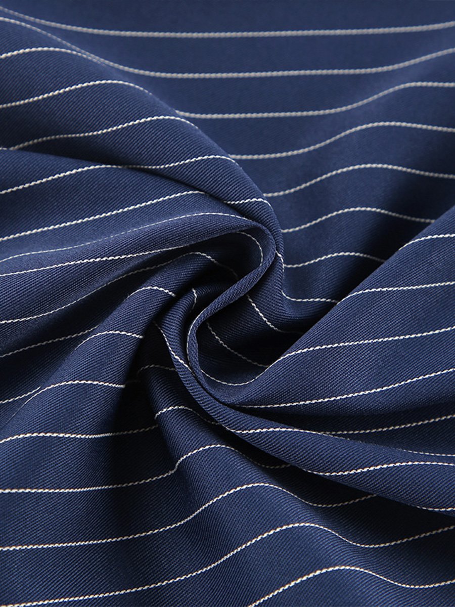 Navy Blauw Gestreepte Wijde Broek