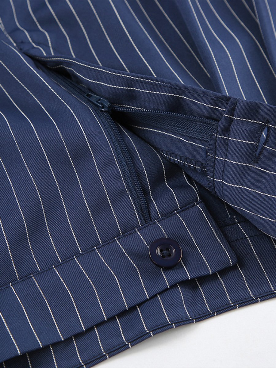 Navy Blauw Gestreepte Wijde Broek