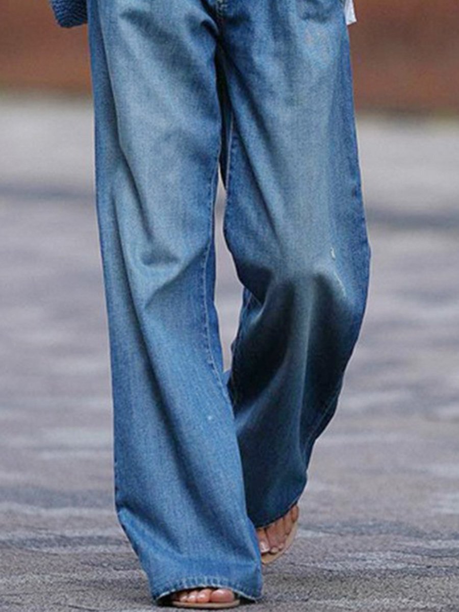 Retro Hoog Taille Slim Wijde Pijp Jeans