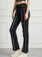 Hoog Taille Gerafeld Patchwork Jeans