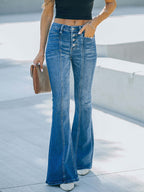 Slim Gewassen Klos Denim Broek