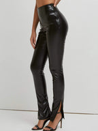 Hoog Taille Slim Leren Broek