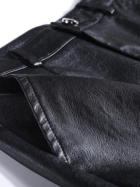 Hoog Taille Wijde Pu Leren Korte Broek